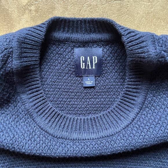 Vtg Y2K Gap Mens Sweater L Navy Blue Crewneck Classic Minimalist Preppy Basic - Picture 2 of 7